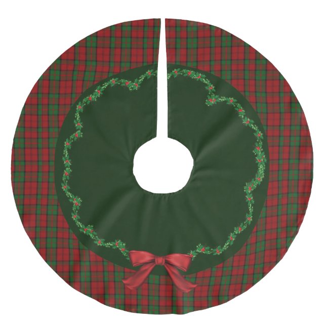 Elegant Festive Scottish Dunbar Plaid Tree Skirt (Front)
