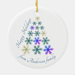 Elegant Festive Snowflake Christmas Tree Holiday Ceramic Ornament