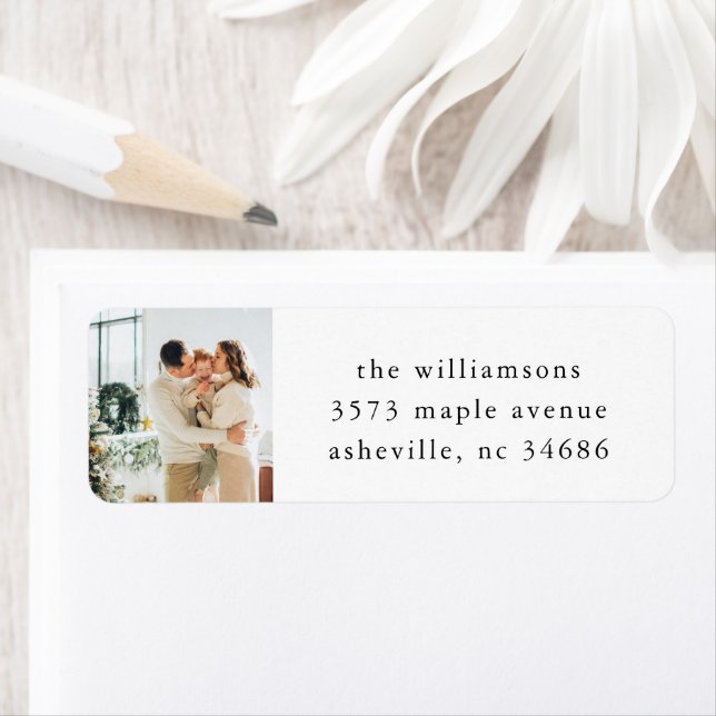Elegant Festive White Holiday Photo Retour Adresse (En situation)