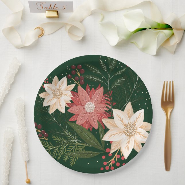 elegant festive winter christmas holiday paper plate (Wedding)