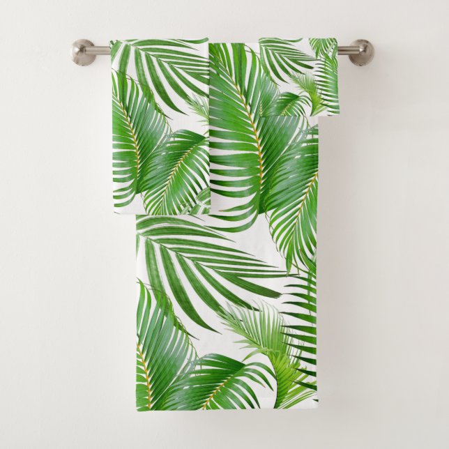 Élégant Feuille de palme vert sur blanc (En situation)