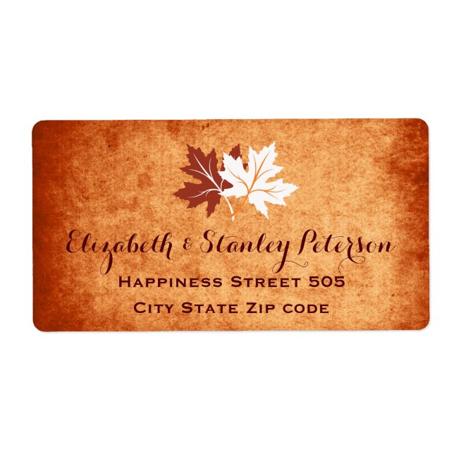 Élégant feuille d'érable mariage de automne orange (Devant)