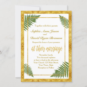 Elégant Feuille  Gold Foil Faire-part de mariage