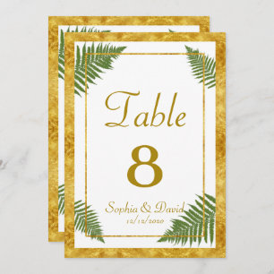 Elégant Feuille  Gold Foil Mariage NUMÉRO DE TABLE