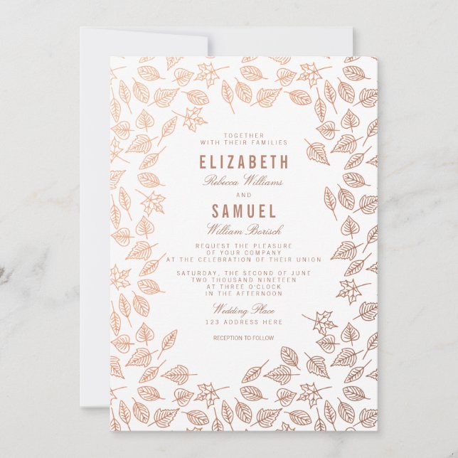 Élégant Feuilles d'automne Faire-part de mariage d (Devant)