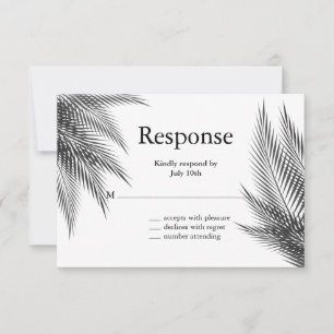 Élégant Feuilles de palme noir et blanc RSVP
