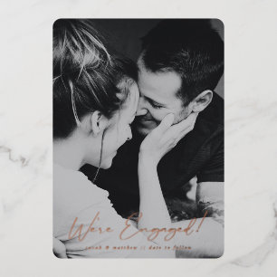 Élégant Fiançailles de script Foil Faire-part phot