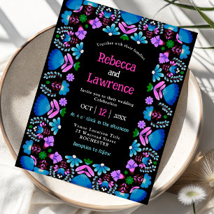 Elegant fiesta blue wedding  invitation
