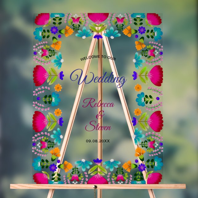 Elegant fiesta wedding acrylic sign (Neutral)