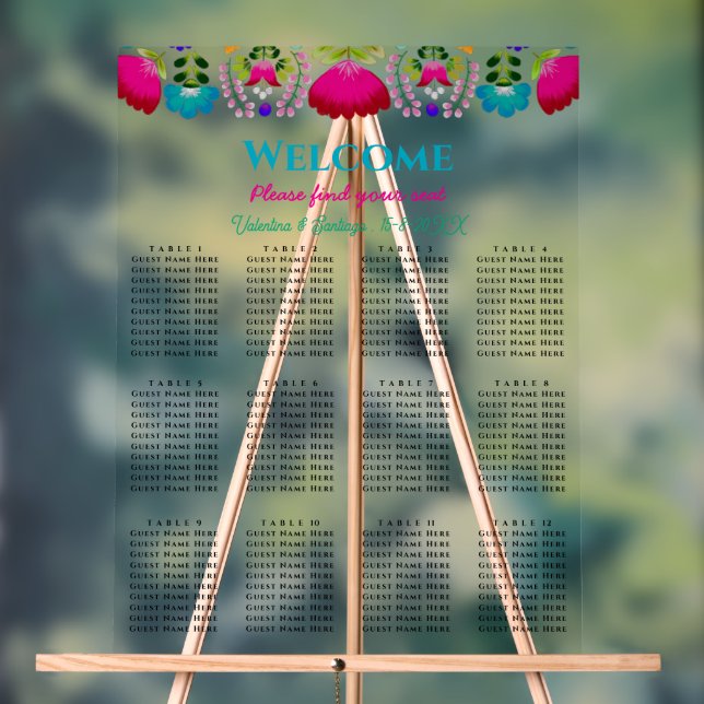 Elegant fiesta Wedding seating Acrylic Sign (Neutral)