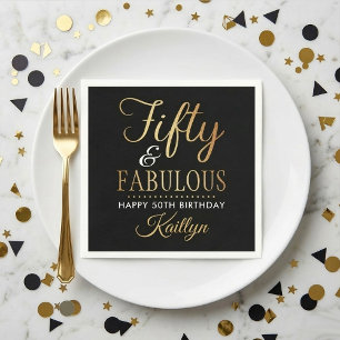 Elegant Fifty and Fabulous! 50th Birthday Party Napkin