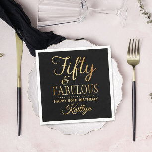 Elegant Fifty and Fabulous! 50th Birthday Party Napkin