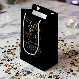 Elegant Fifty and Fabulous! 50th Birthday Party Small Gift Bag