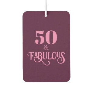 Elegant Fifty and Fabulous Burgundy Birthday Air Freshener