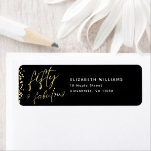 Elegant Fifty and Fabulous Confetti Birthday Label
