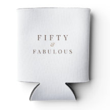 Elegant Fifty & Fabulous Birthday Modern White