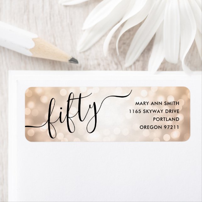 Elegant Fifty Rose Gold Lights 50th Birthday (Insitu)