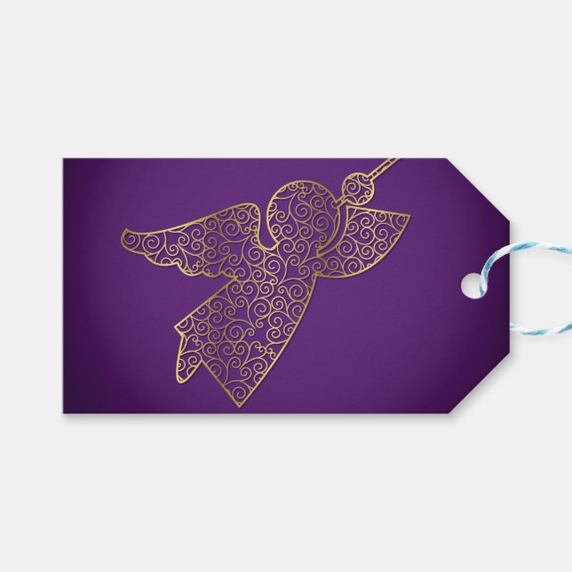 Elegant filigree angel gift tags (Front (Horizontal))