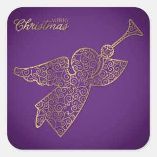Elegant filigree angel square sticker