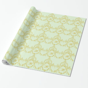 Elegant Filigree Rococo Monogram Wrapping Paper