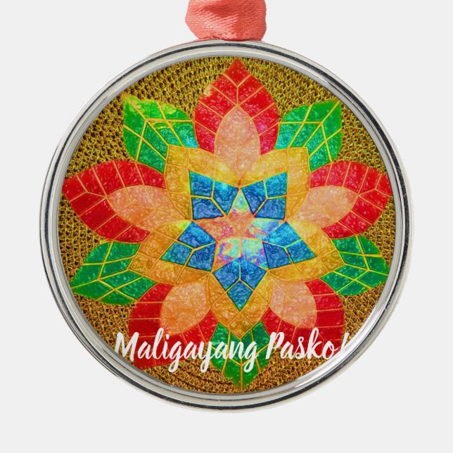 Elegant Filipino Parol Style, Philippines Metal Ornament (Front)