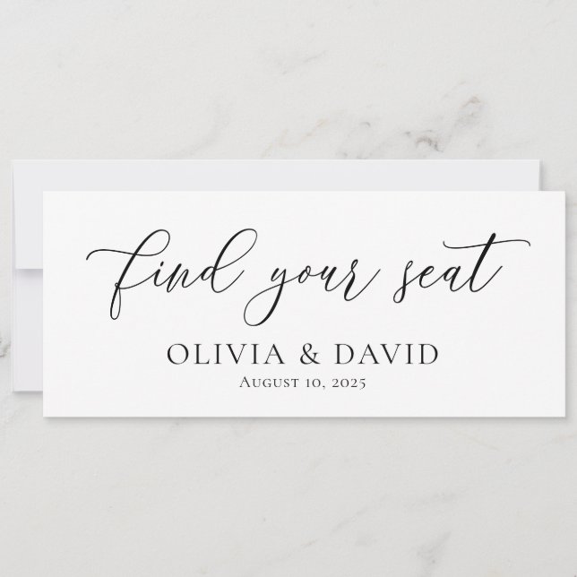 Elegant Find Your Seat Wedding Seating Chart Card (Front)