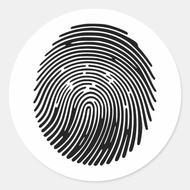 Elegant Fingerprint Silhouette in BW Classic Round Sticker (Front)