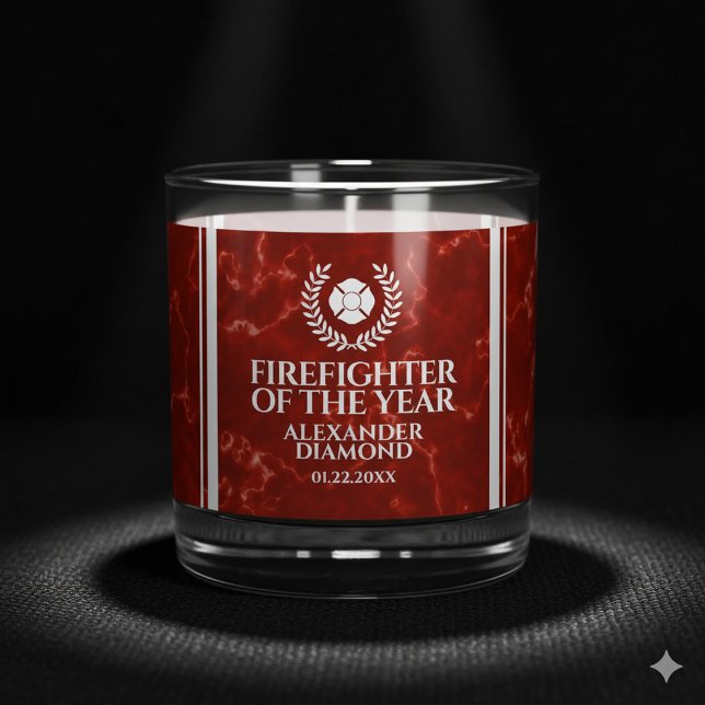 Elegant Firefighter of the Year Red Marble Whiskey Glass (Elegant Firefighter of the Year Rocks Glass Cover Photo)