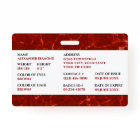 Elegant Firefighter Red Marble Photo Signature ID