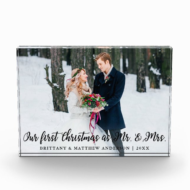 Elegant First Christmas as Mr. and Mrs. Photo Block (Front)