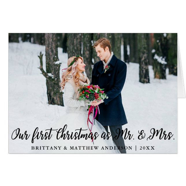 Elegant First Christmas as Mr. and Mrs. Photo Fold (Front Horizontal)