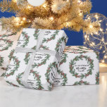 Elegant First Christmas as Mr. & Mrs.  Wrapping Paper<br><div class="desc">This elegant Christmas wrapping paper has a watercolor greenery wreath and "first Christmas as Mr and Mrs" pattern. It is the perfect way to celebrate your first Christmas as a married couple.</div>