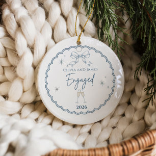 Elegant First Christmas Engaged Ceramic Ornament