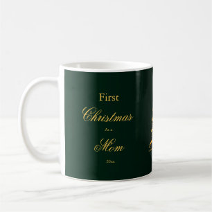 Elegant First Christmas Mom Dad Gold Pine Tree  Coffee Mug