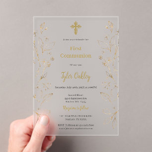 Elegant first communion acrylic invitations