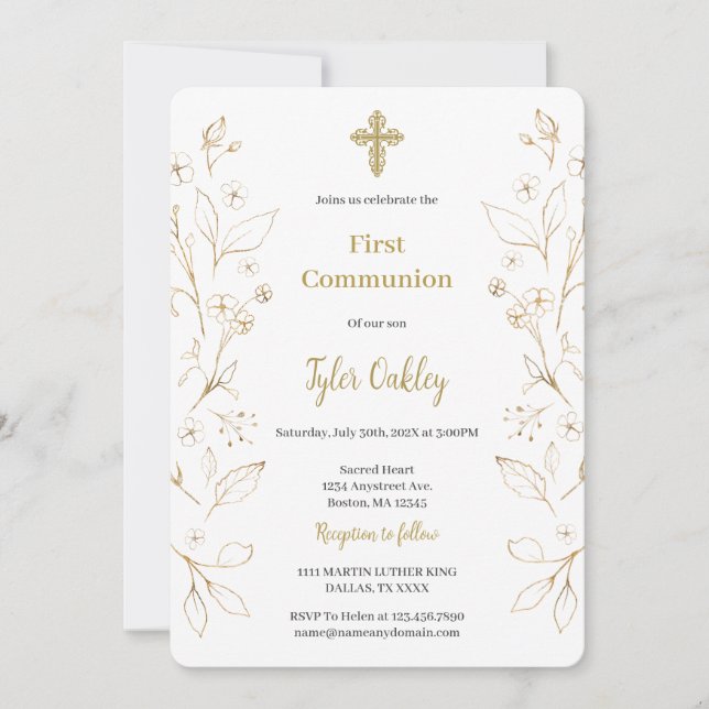 Elegant first communion  invitation (Front)
