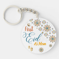 Elegant First Eid Mubarak Mom Calligraphy Moon