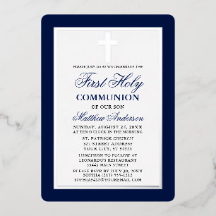 Elegant First Holy Communion Cross Silver Frame