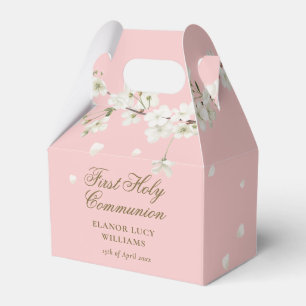 Elegant First Holy Communion Floral White Blossom  Favor Box
