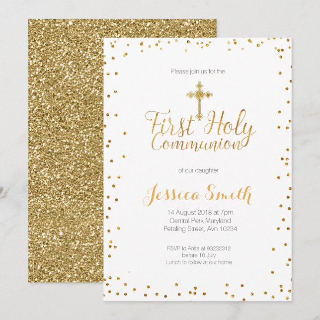 Elegant First Holy Communion invitation (Front/Back)
