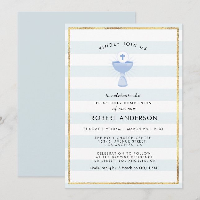 elegant first holy communion invitation (Front/Back)