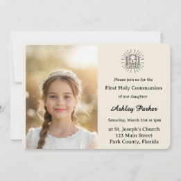 Elegant First Holy Communion Photo Invitation