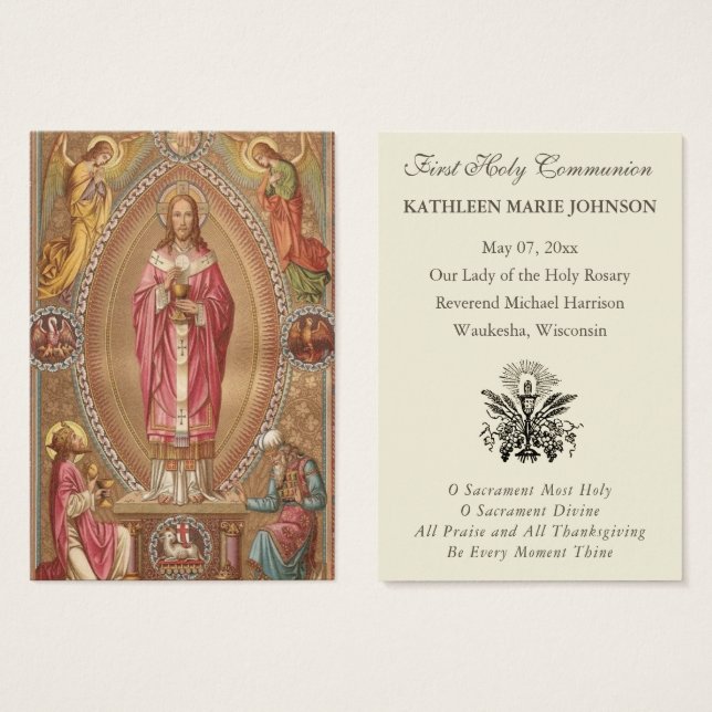Elegant First Holy Communion Remembrance Holy  (Front & Back)