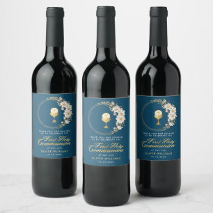 Elegant First Holy Communion Thank You Wine Label