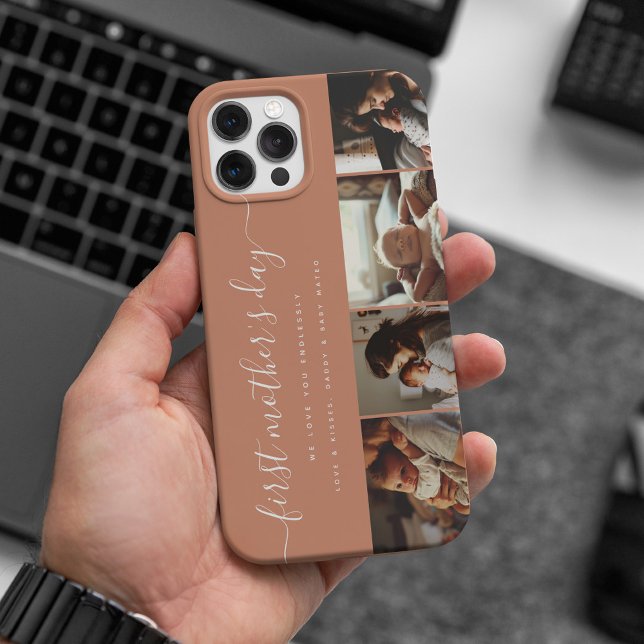 Elegant First Mother's Day Custom Photo Collage Case-Mate iPhone Case (Creator Uploaded)