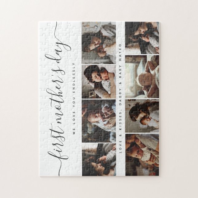 Elegant First Mother's Day Custom Photo Collage Jigsaw Puzzle (Vertical)