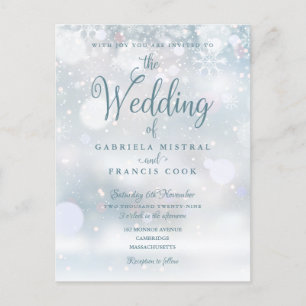 Elegant First Snowflakes Winter Wedding Invitation Postcard
