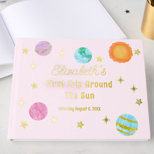 Elegant First Trip Around The Sun Girl's Birthday Guest Book