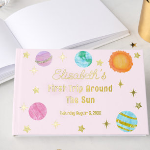 Elegant First Trip Around The Sun Girl's Birthday Guest Book