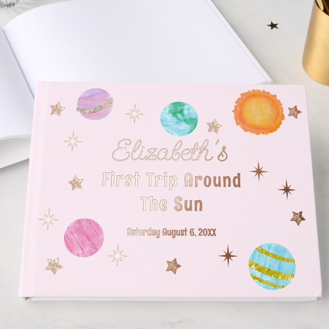 Elegant First Trip Around The Sun Girl's Birthday Guest Book (Creator Uploaded)
